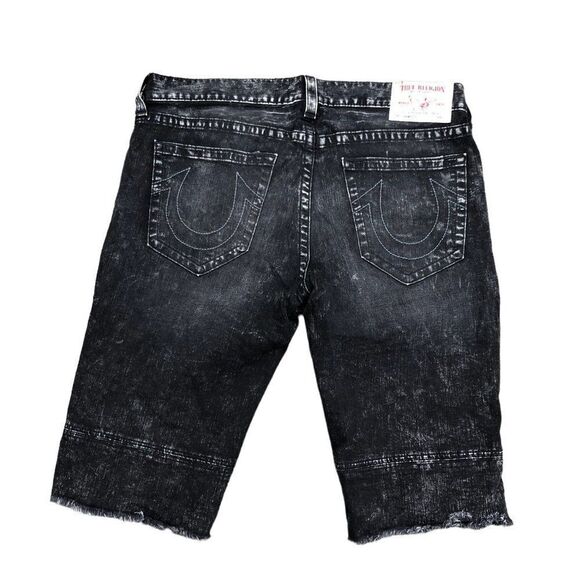 RARE True Religion Jeans Shorts Size 38 MOTO Black T Gray - Picture 3 of 9